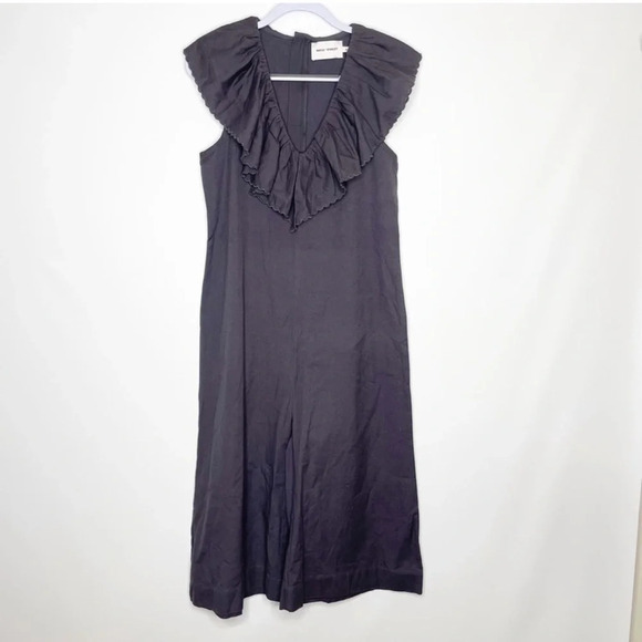 Anthropologie Maria Stanley CascadaRuffled Neckline Cropped Jumpsuit Size … - Picture 2 of 6